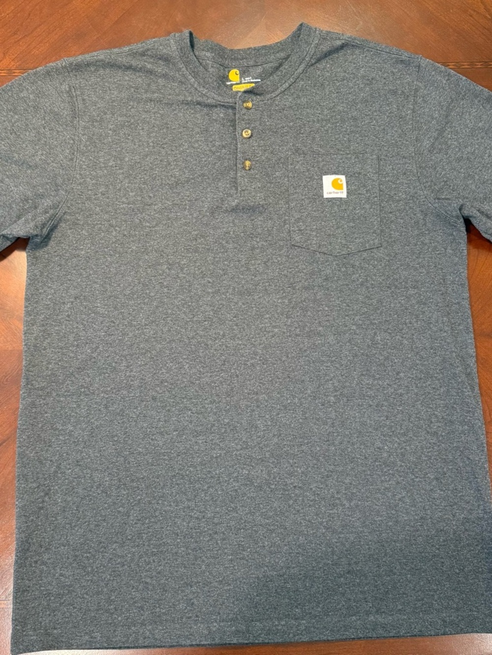 Carhartt Men’s Short-Sleeve Heather Charcoal Henley Pocket Tee